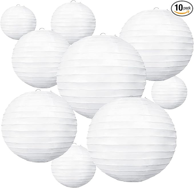 BEISHIDA 10Pcs White Paper Lanterns Decorative Chinese/Japanese Hanging Round Paper Lanterns Lamp... | Amazon (US)
