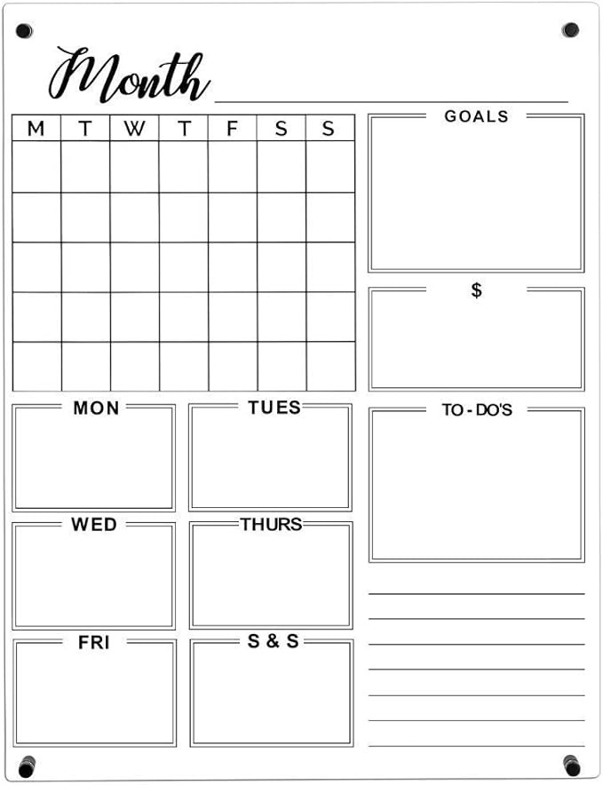 Acrylic Calendar - Dry Erase Calendar For Wall - Acrylic Calendar for Wall - Clear Acrylic Wall C... | Amazon (US)