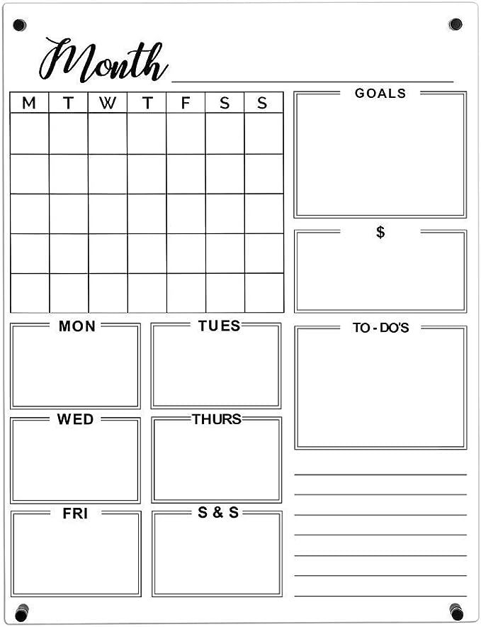 Acrylic Calendar - Dry Erase Calendar For Wall - Acrylic Calendar for Wall - Clear Acrylic Wall C... | Amazon (US)