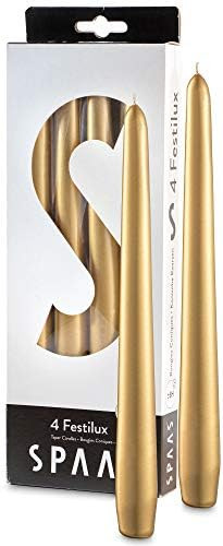 SPAAS Gold Taper Candles, Set of 4 | 9" Tall Unscented Metallic Taper Candles - 8 Hour Long Burni... | Amazon (US)
