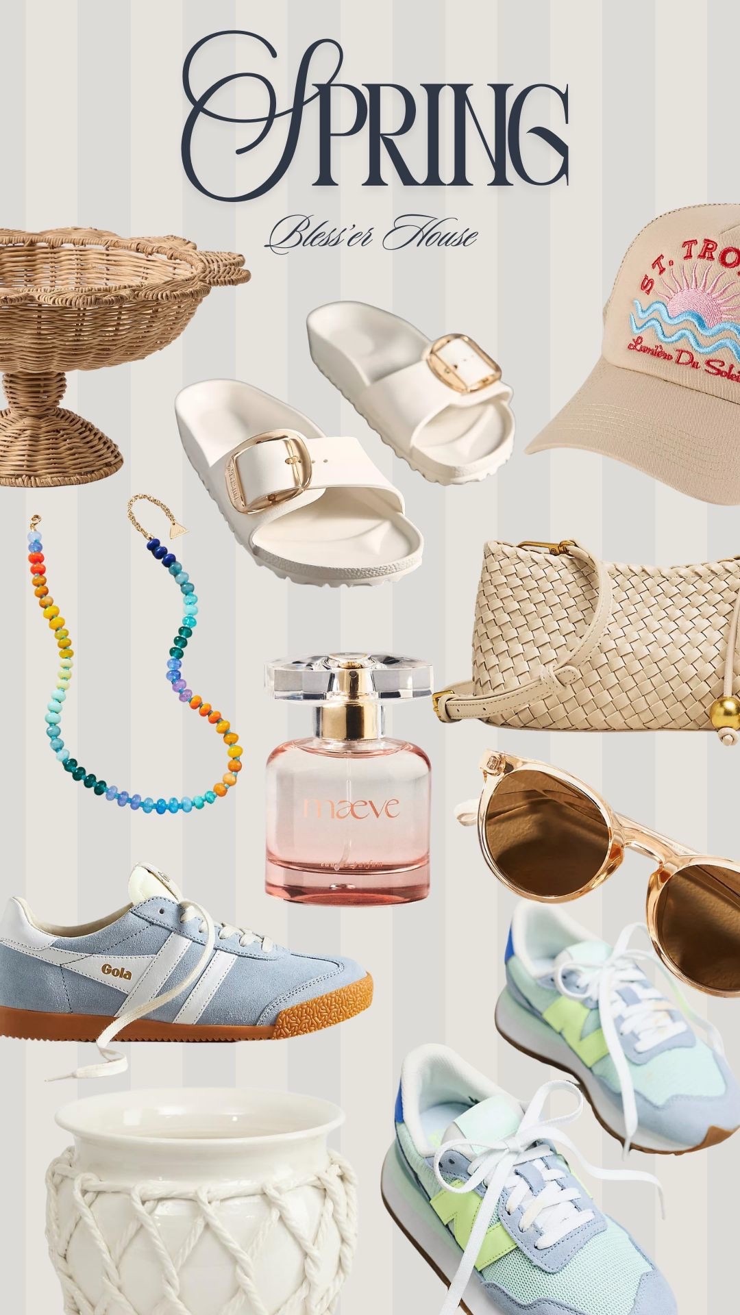 New Spring goodies! 


blue sneakers, white sandals, rattan, purse, sun glasses, new balance, sunglasses 

#LTKSeasonal