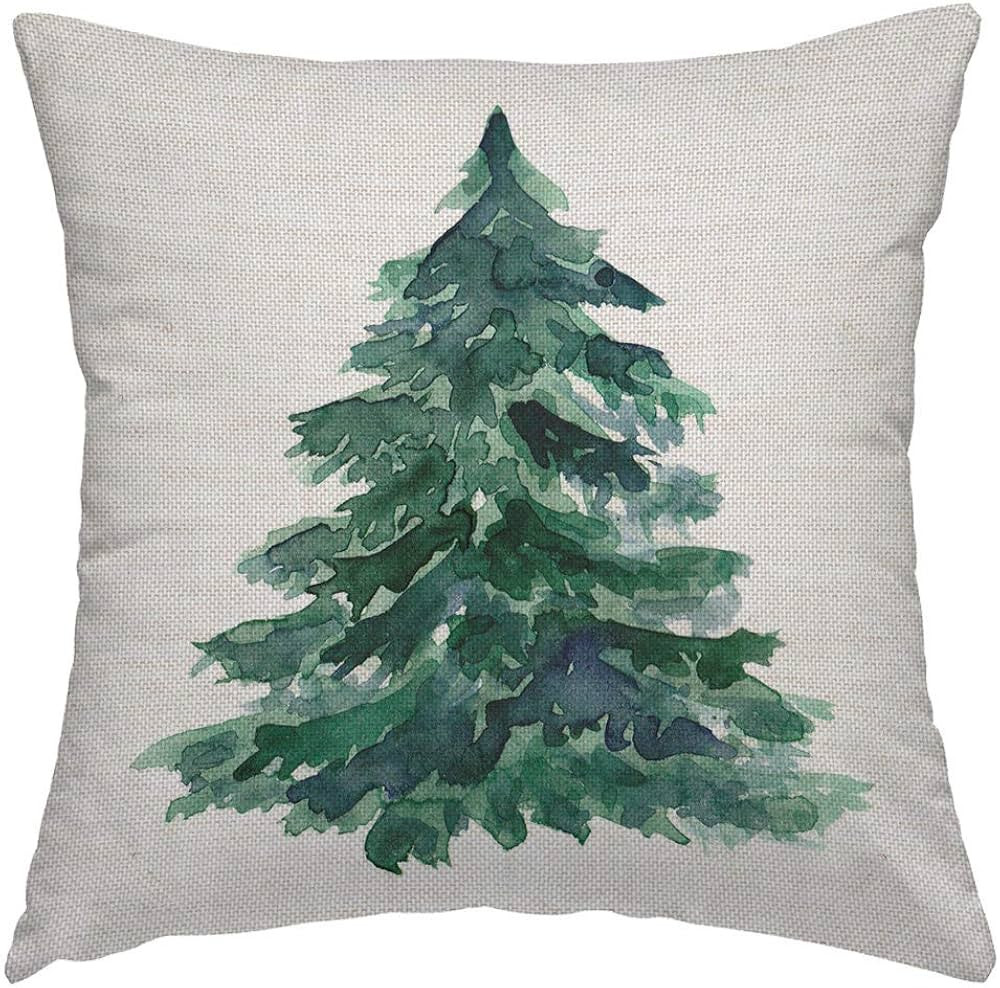 SSOIU Watercolor Christmas Tree Throw Pillow Cover Cushion Case for Sofa Couch 18" x 18" Inch Cot... | Amazon (US)