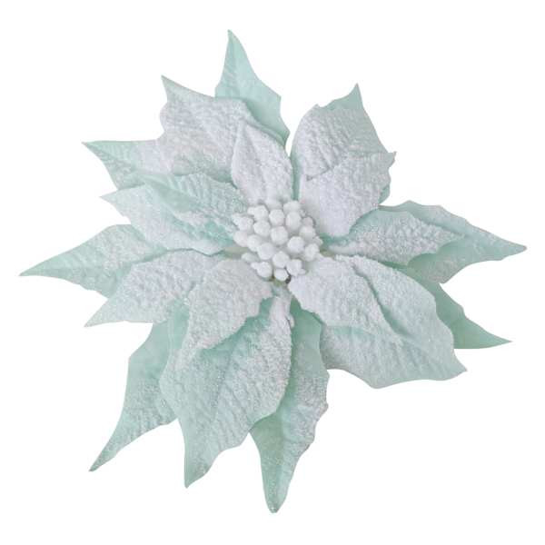 Mrs. Claus' Bakery Light Blue Poinsettia Clip Ornament, 9.5" | At Home