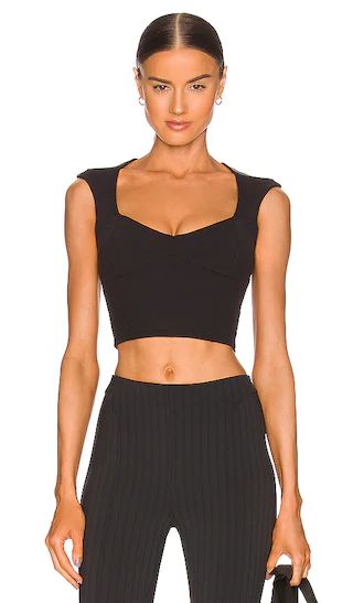 Ribbed Sweetheart Top in Black | Revolve Clothing (Global)