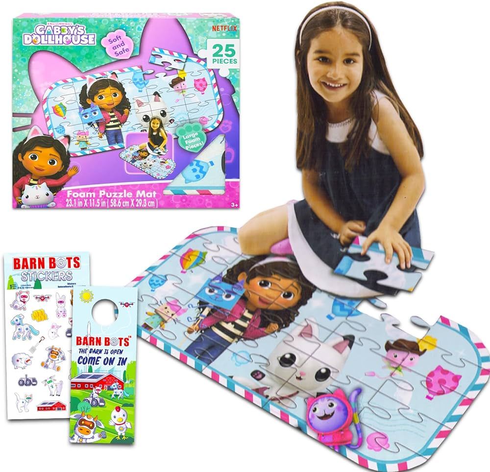 Gabby's Dollhouse Floor Puzzle for Toddlers - Bundle with 25 Piece Gabby's Dollhouse Foam Puzzles... | Amazon (US)