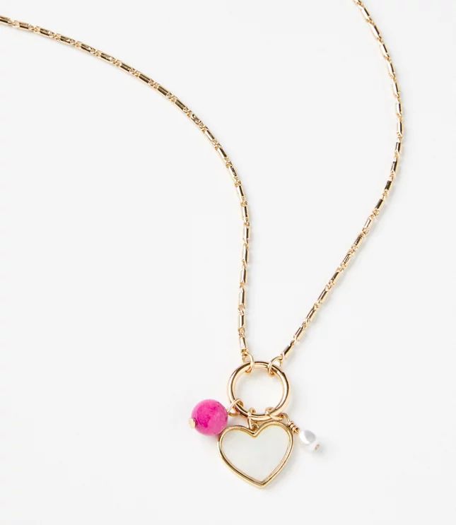 Mother Of Pearl Heart Cluster Necklace | LOFT