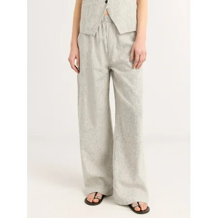 Scoop Women's Linen Blend Wide Leg Pants, 32" Inseam, Sizes XS-4X | Walmart (US)
