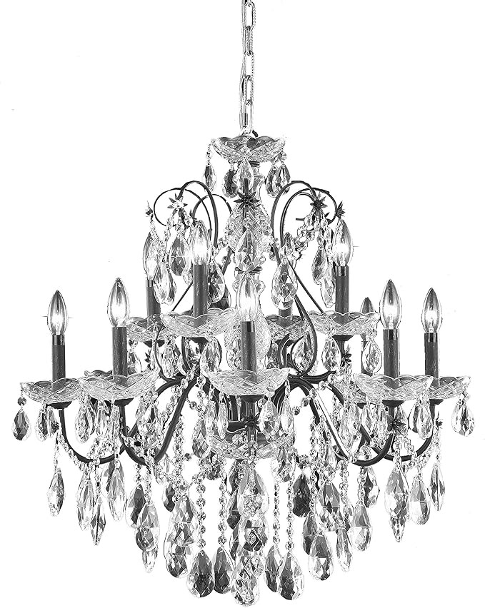 St. Francis Collection 12-Light Hanging Fixture with Royal Cut Crystals, Dark Bronze Finish | Amazon (US)