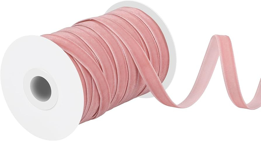 Pink Velvet Ribbon 3/8 Inch 30 Yards Vintage Thin Ribbons Pink Christmas Decor Bows Velvet Fabric... | Amazon (US)