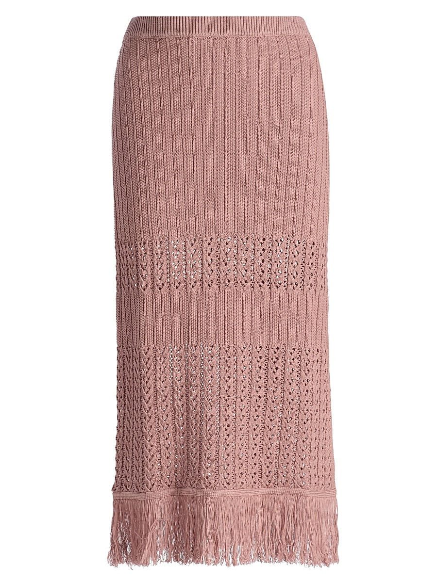 dh New York Women's Justine Knit Fringe Midi-Skirt - Dusty Rose - Size XS | Saks Fifth Avenue