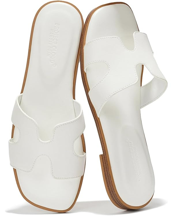 Project Cloud 100% Genuine Leather Sandals for Women 2026 - Fashion Flat Womens Sandals with Memo... | Amazon (US)