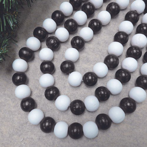 Holiday Time Wood Bead Garland, Black and White, 12' | Walmart (US)