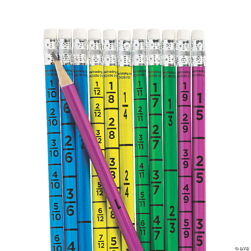 7 1/2" Assorted Bright Colors Fraction Wood Pencils - 24 Pc. | Oriental Trading Company