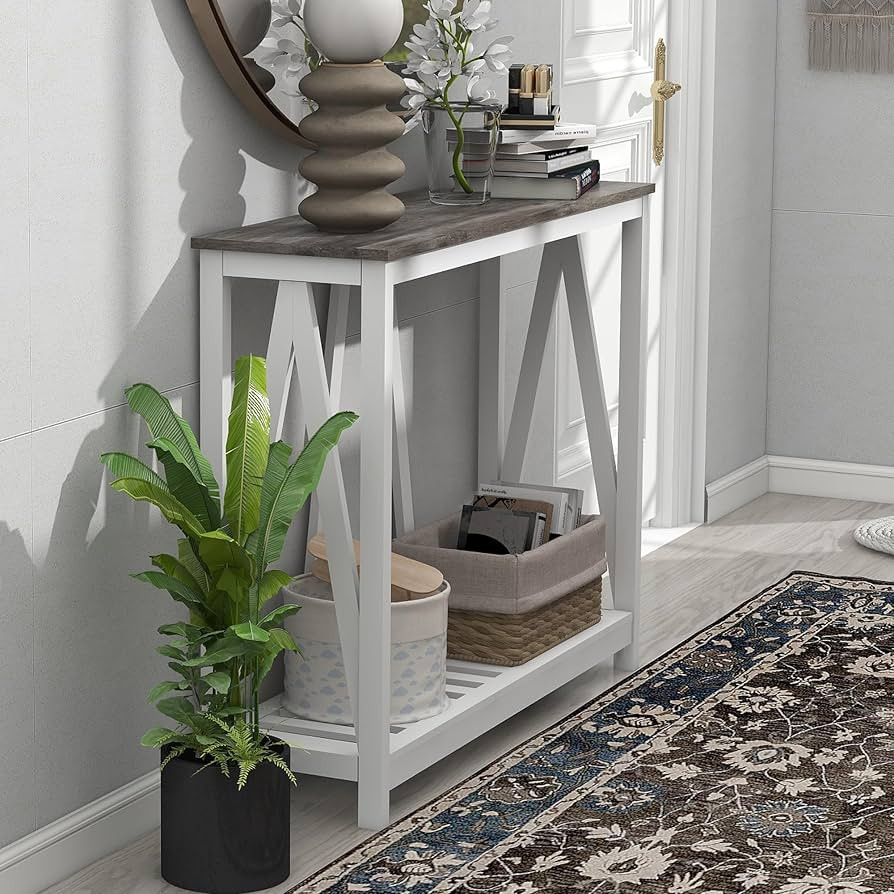 Farmhouse Entryway Console Table, 39.3inch Sofa Table Behind The Couch, Narrow Entryway Table for... | Amazon (US)