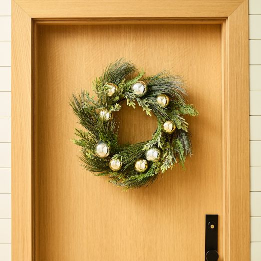 Faux Sparkling Pine Wreath w/ Ornaments | West Elm (US)