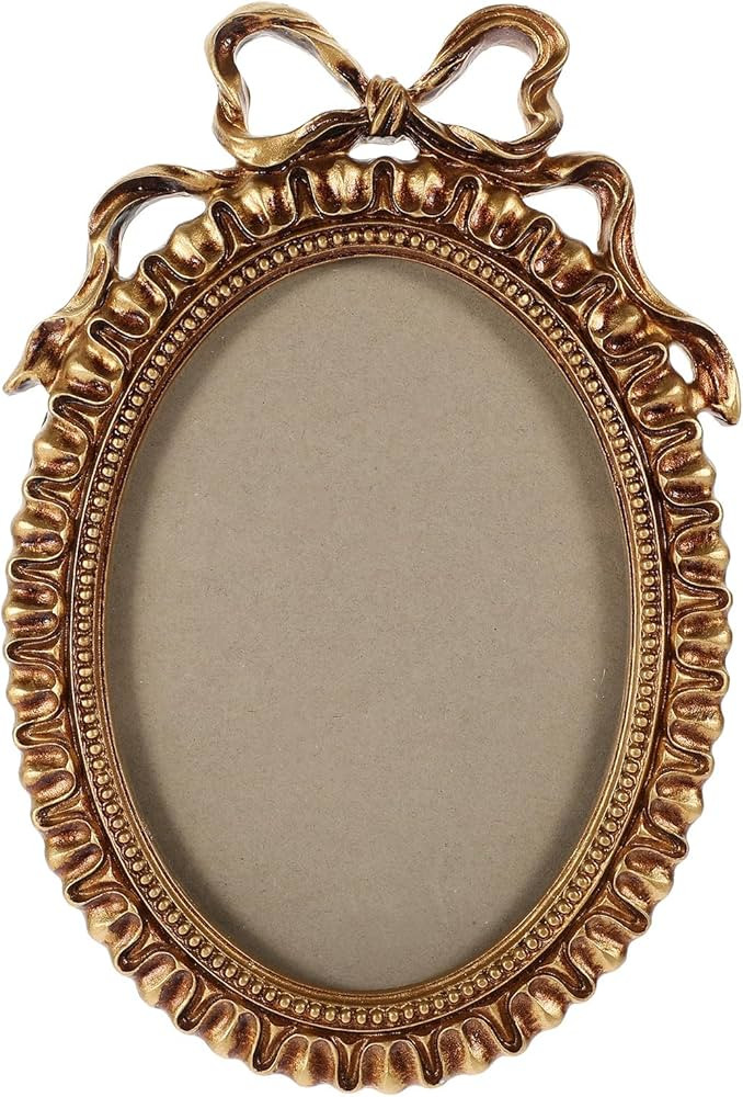 LUOZZY Oval Picture Frame European Style Photo Frame with Embossed Bow Picture Frame Antique Orna... | Amazon (US)