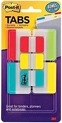 Post-it Tabs Value Pack, Assorted Primary Colors, Durable, Writable, Repositionable, Sticks Secur... | Amazon (US)