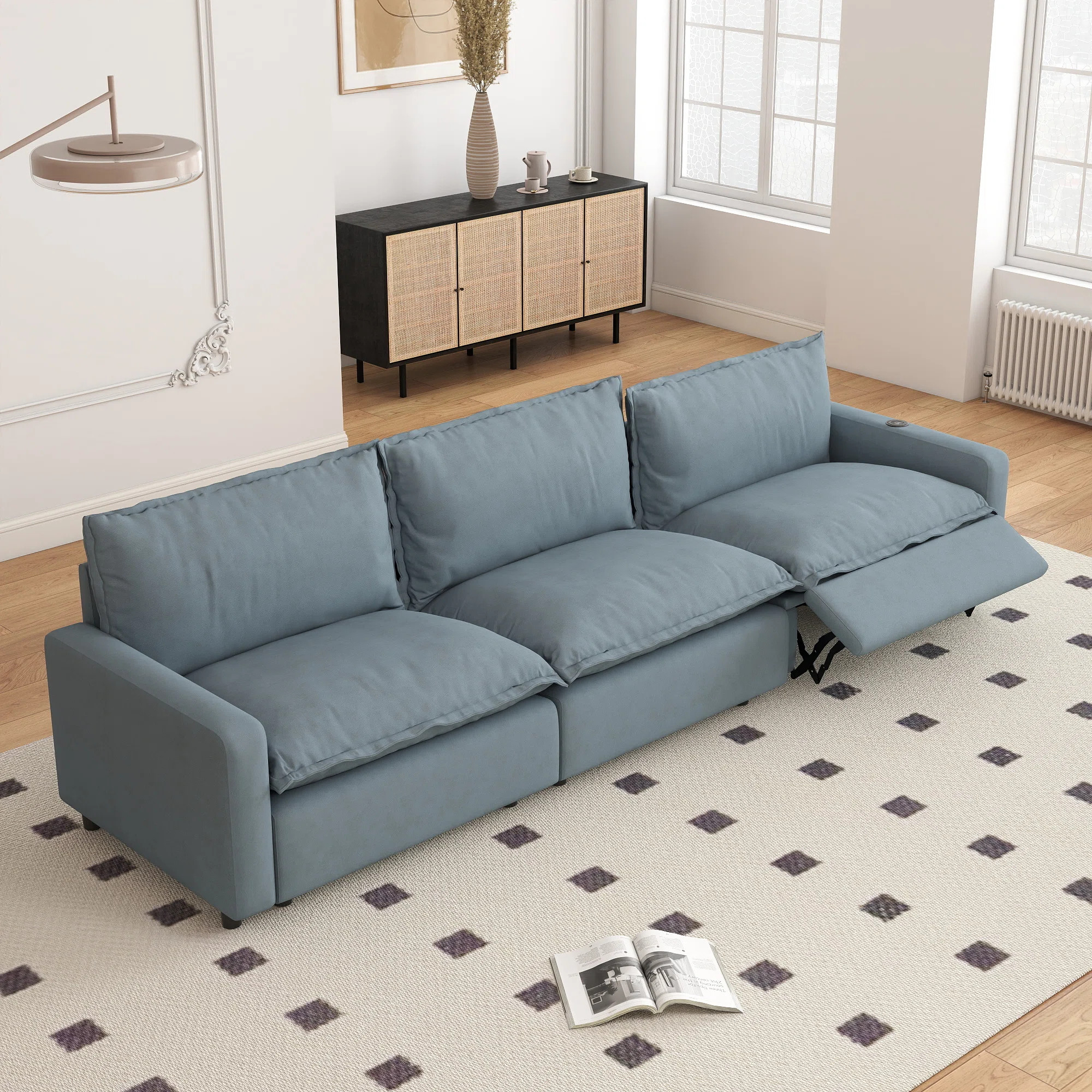 3-Piece Modular Linen Power Reclining Sectional Sofa With Zero-Gravity | Wayfair North America