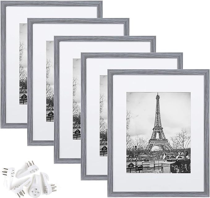 upsimples 11x14 Picture Frame Set of 5,Display Pictures 8x10 with Mat or 11x14 Without Mat,Wall G... | Amazon (US)