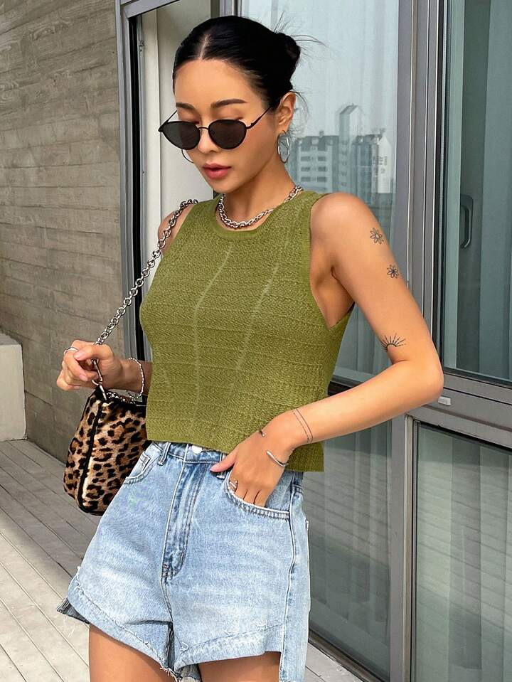 DAZY Solid Ribbed Knit Tank Top | SHEIN