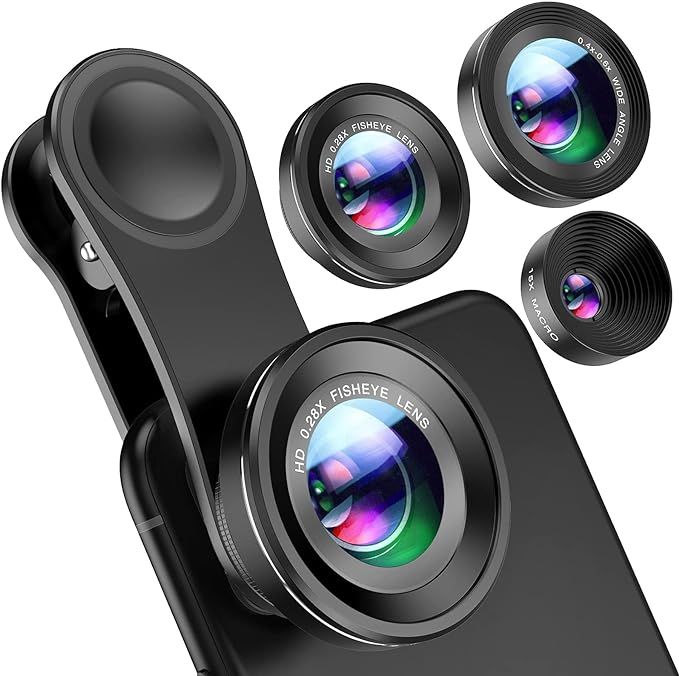 Criacr (Upgraded Version) Phone Camera Lens, 0.4X Wide Angle Lens, 180°Fisheye Lens and 10X Macr... | Amazon (US)