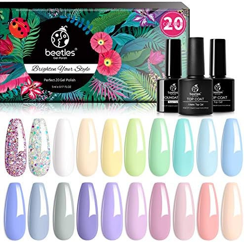 Beetles 23 Pcs Gel Nail Polish Kit, with Glossy & Matte Top Coat and Base Coat - Pastel Paradise ... | Amazon (US)