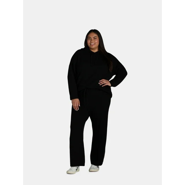 Time and Tru Women's and Women's Plus Long Sleeve Hoodie Pullover and Pant Sweater Set, Sizes XS-... | Walmart (US)