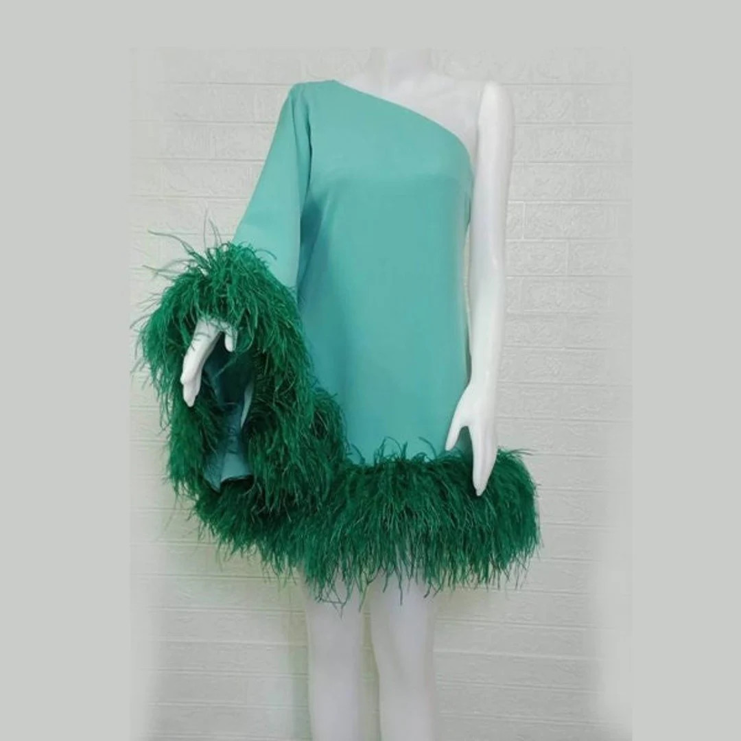 MARAYA Green Forest One-shoulder Mini Dress - Etsy | Etsy (US)