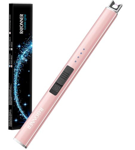 RAYONNER Lighter Electric Candle Lighters Rechargeable USB Lighter Arc Lighters for Candle Camping (1Pack, Rose Gold) | Amazon (US)
