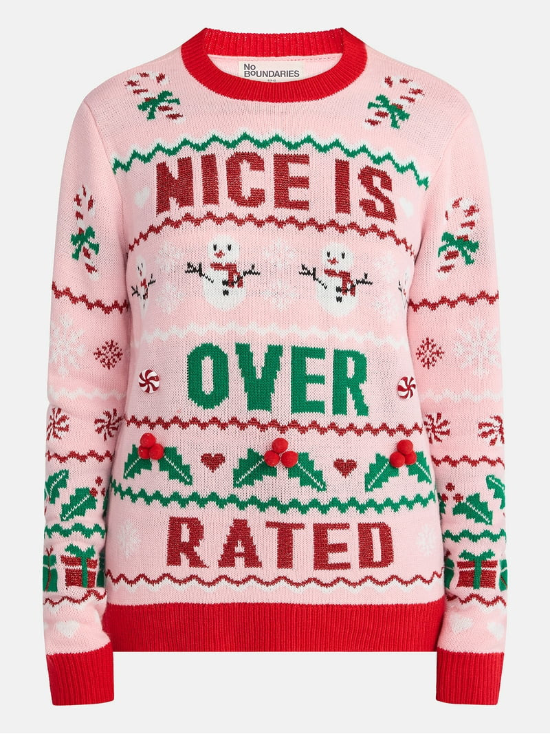 No Boundaries Christmas Sweater, Lightweight, Women's | Walmart (US)