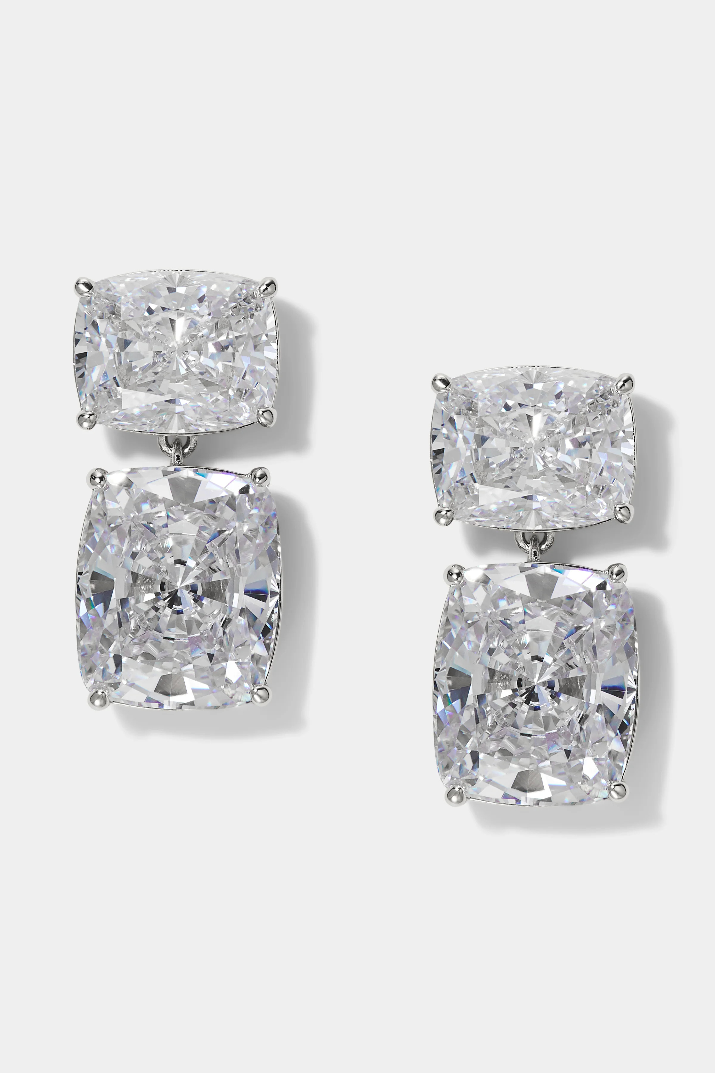 NORTHERN LIGHTS EMERALD CUSHION CZ DOUBLE DROP EARRINGS | NADRI