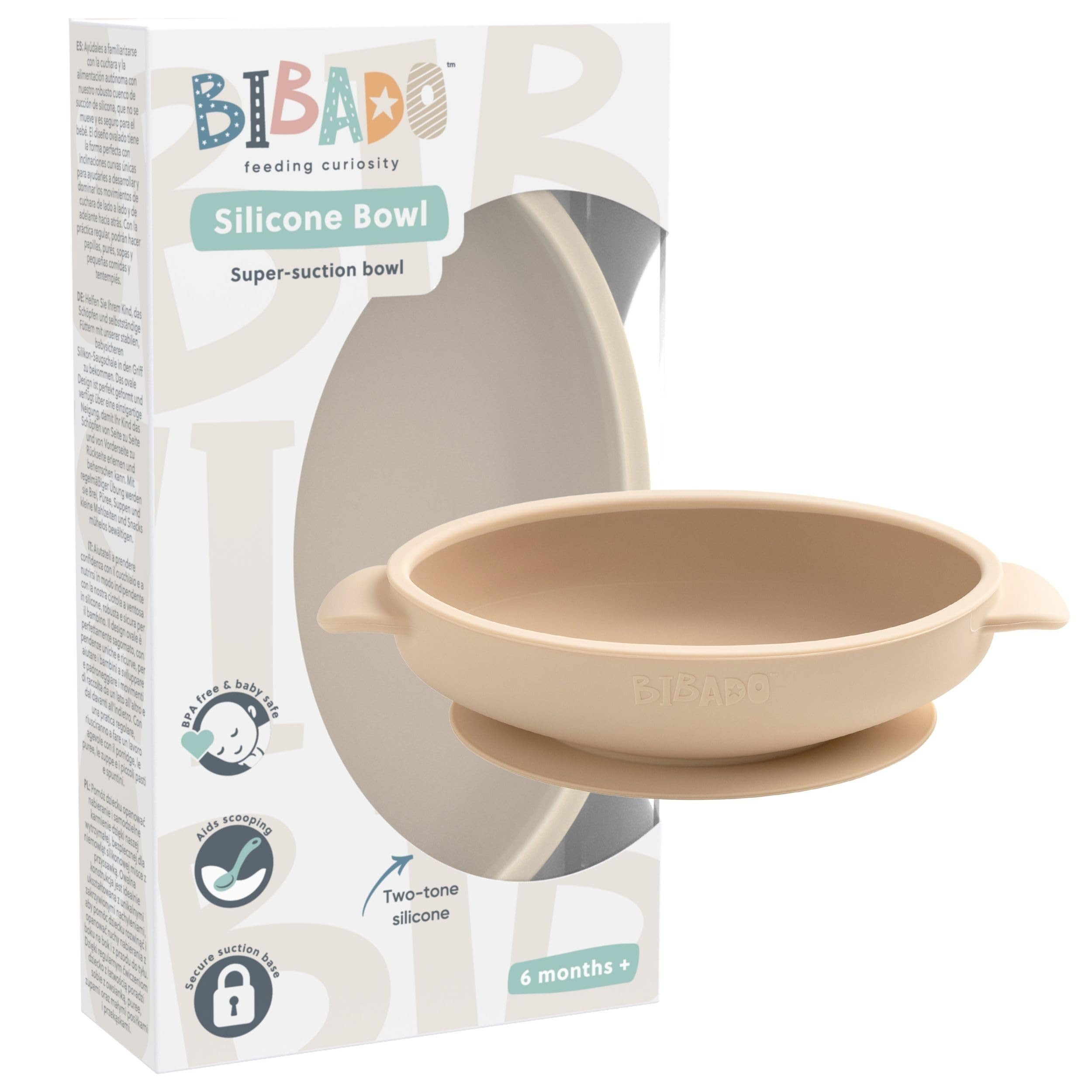BIBaDO - Silicone Baby Bowl (Fawn) - Stay Put Suction Bowl - Oval Shape - First Meals & Snacks - ... | Amazon (UK)