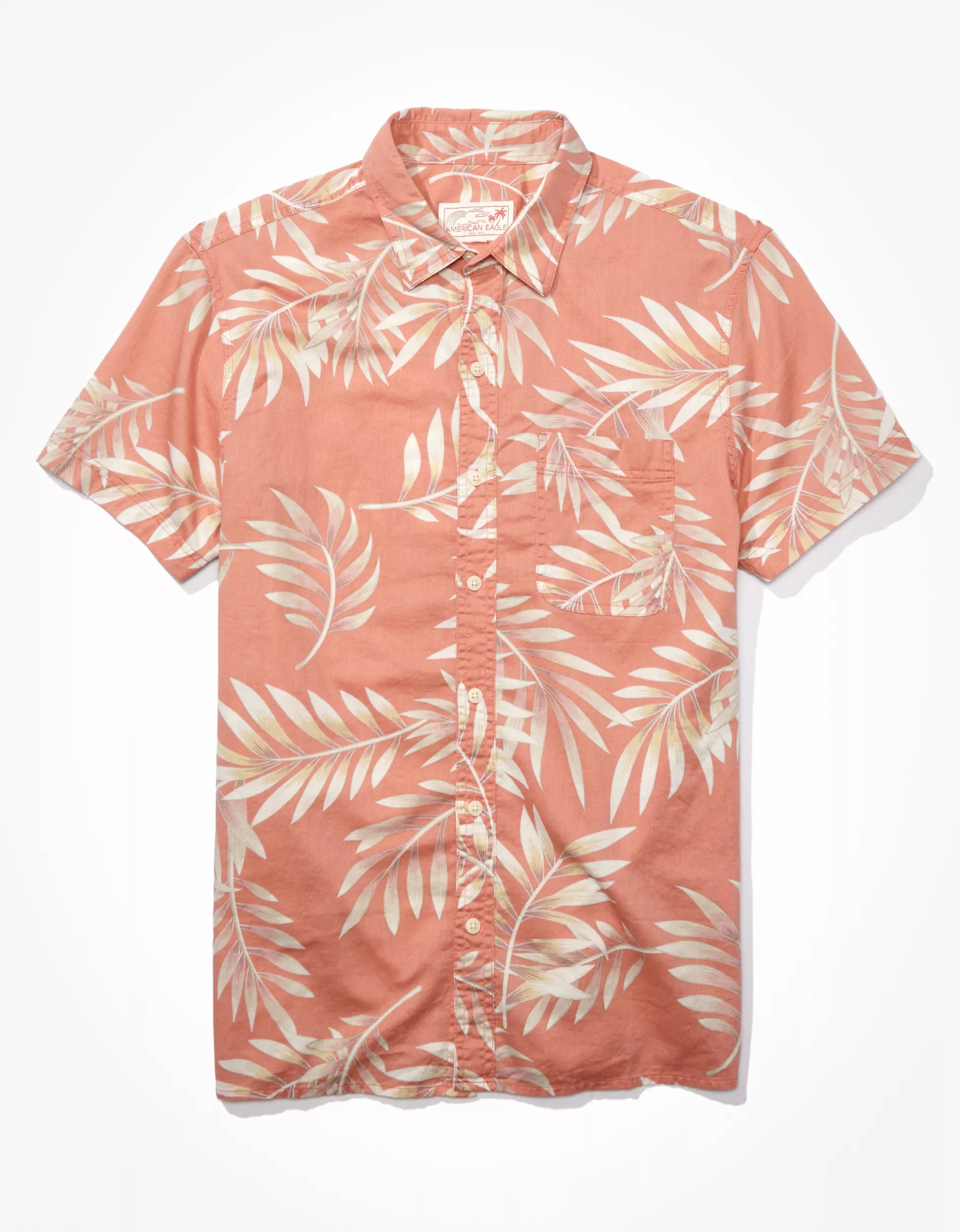 AE Tropical Button-Up Resort Shirt | American Eagle Outfitters (US & CA)