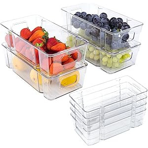 8 Pack Refrigerator Organizer Bins Stackable Fridge Organizers Pantry Food Storage Clear Plastic Con | Amazon (US)