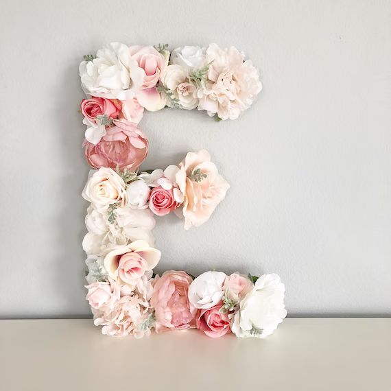 Flower Letter, Floral Letter, Blush Pink Nursery Decor, Mauve Nursery, Dusty Pink Nursery, Baby N... | Etsy (US)