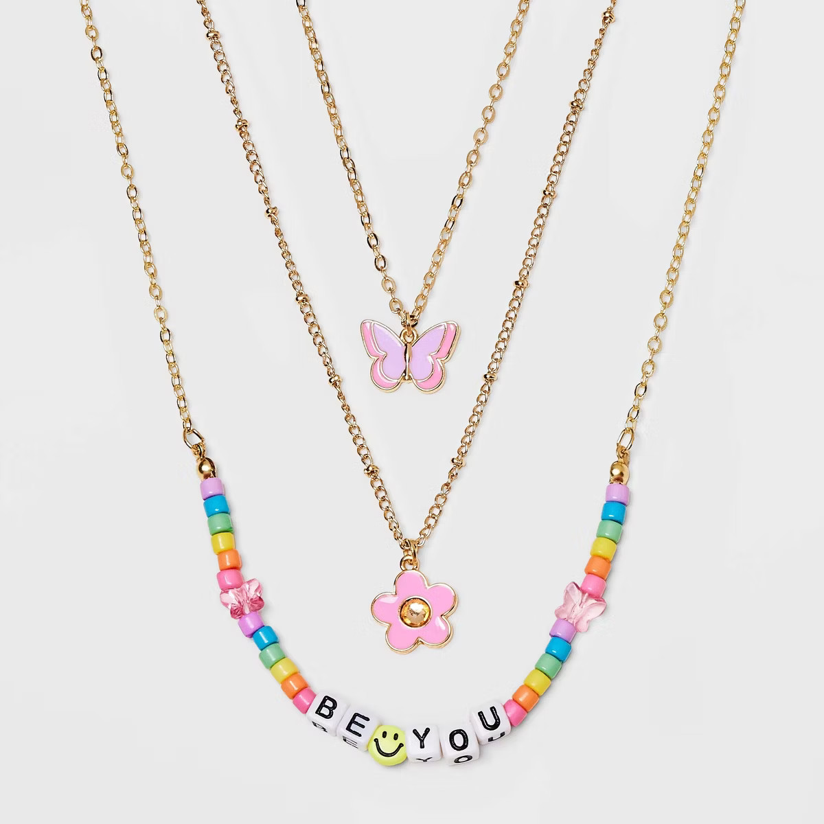 Girls' 3pk Layered 'Be You' Beaded Necklace Set - Cat & Jack™ | Target