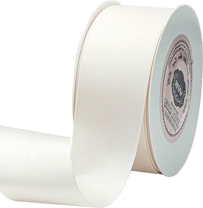 VATIN 1-1/2" Wide Double Faced Polyester Ivory Satin Ribbon Continuous Ribbon- 25 Yard, Perfect f... | Amazon (US)