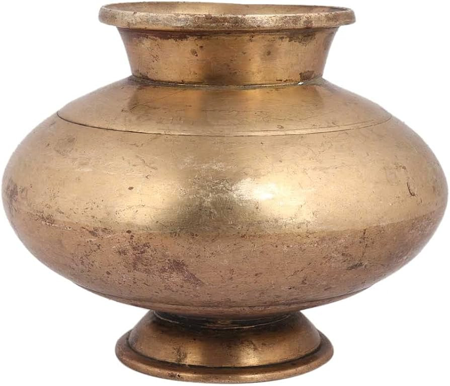 Indian Shelf Handmade Vintage Brass Old Kerala Traditional Water Pot Pack of 1 Indian Kitchen Ute... | Amazon (US)