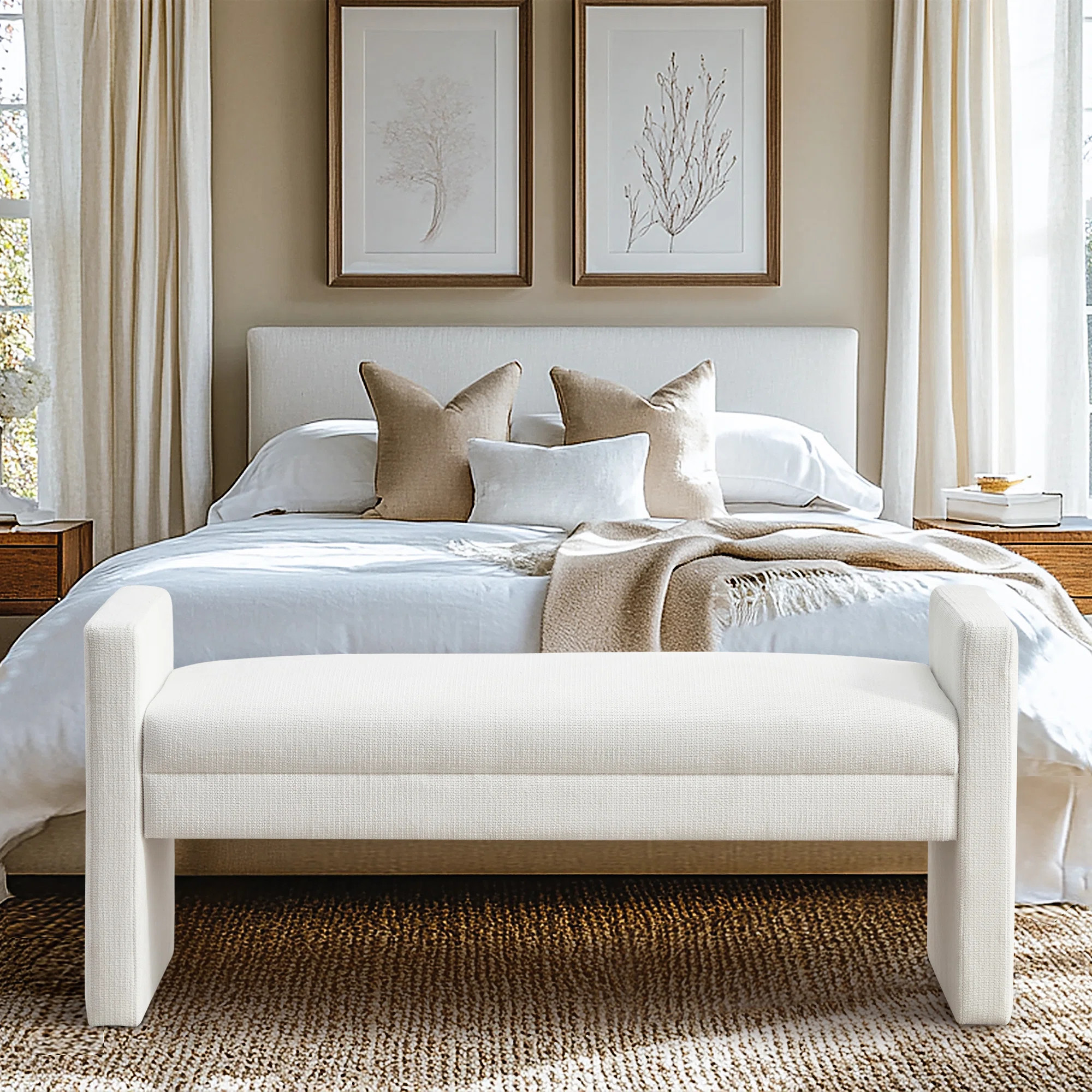 51.2" W Polyester Upholstered Bench | Wayfair North America