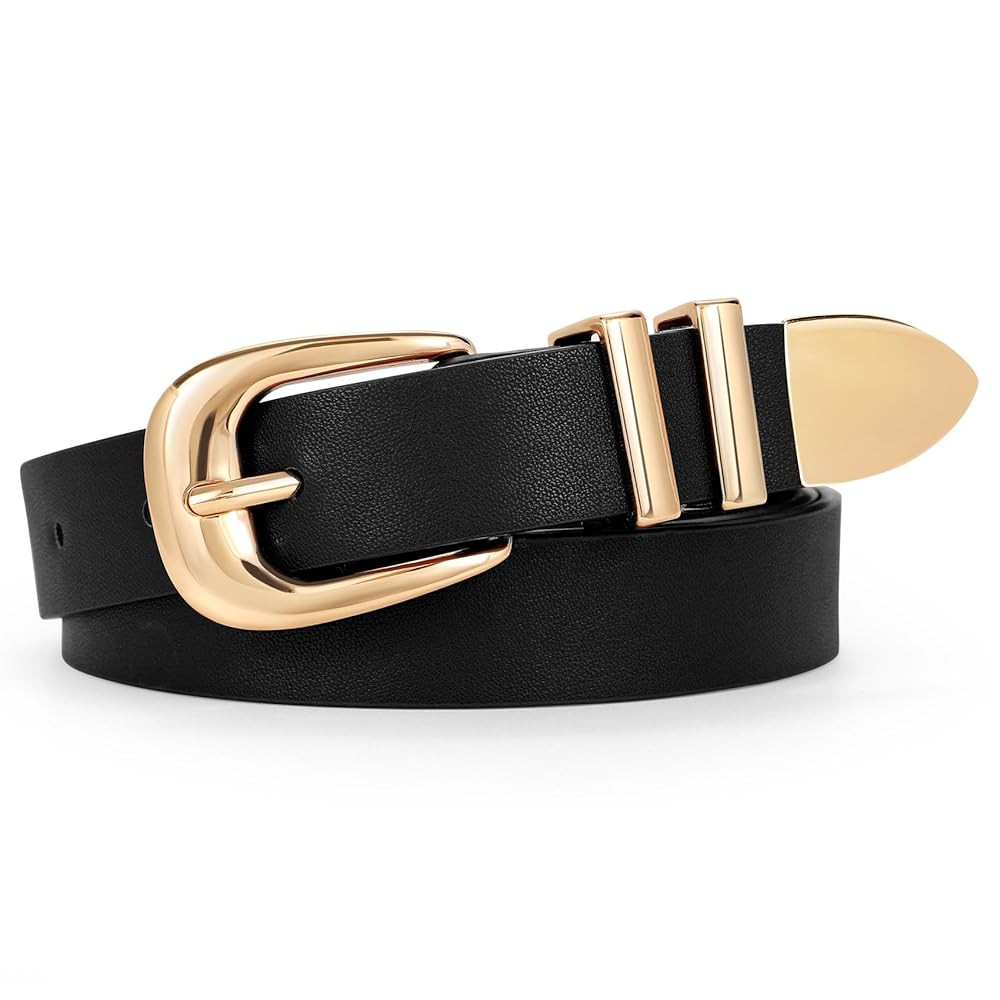 WERFORU Women Leather Belt Fashion Leather Waist Belt for Pants Jean Ladies Western Thin Belt wit... | Amazon (CA)