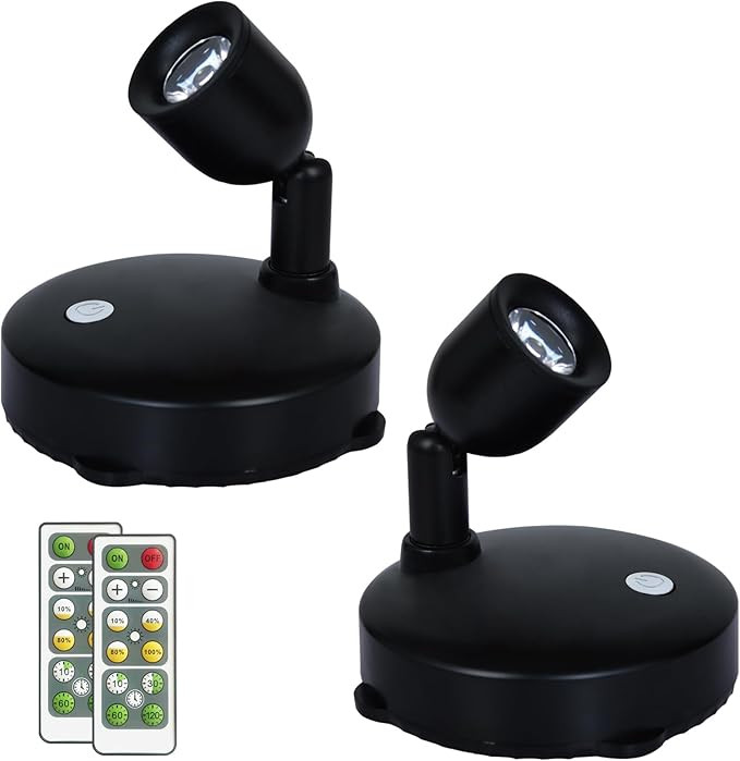 LED Spotlight, Battery Powered Picture Lights, Uplighting Indoor, Puck Lights with Remote, Small ... | Amazon (US)