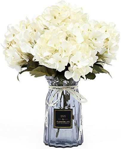 UltraOutlet 4 Packs White Silk Hydrangea Flowers with Vase DIY Artificial Hydrangea Flowers Bouqu... | Amazon (US)