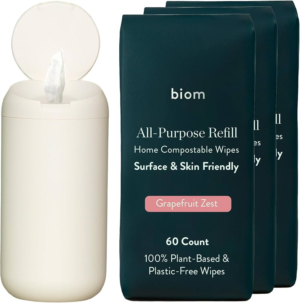 Biom Dispenser + All-Purpose Wipes Starter Kit - Non-Toxic Cleaning Wipes | Biodegradable Plant-B... | Amazon (US)