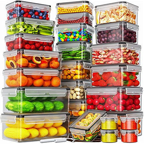HOMETALL 52 Piece Airtight Food Storage Containers Set with Lids (26 Containers & 26 Lids),100% Leakproof Plastic Meal Prep Container Reusable, BPA Free Kitchen and Pantry Organization - Labels & Pen | Amazon (US)