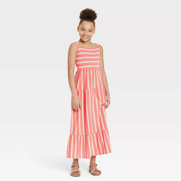 Girls' Tiered Knit Maxi Sleeveless Dress - Cat & Jack™ | Target