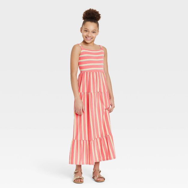 Girls' Tiered Knit Maxi Sleeveless Dress - Cat & Jack™ | Target