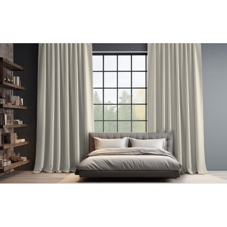 Birch Faux Linen Room Darkening Curtain (1 Panel), Birch, 50W X 96L | Walmart (US)