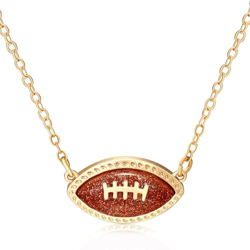 BONJOULRY Dainty Gold Football Sports Necklace for Women Trendy 18K Gold Plated Sports Mom Cute Ball Lucky Charm Pendant Necklaces Jewelry Game Day Team Sport Fan Gifts Football | Amazon (US)