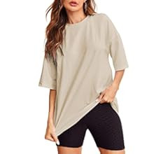 Verdusa Women's Casual Basic Round Neck Half Sleeve Oversized Tunic Tee Shirt | Amazon (US)