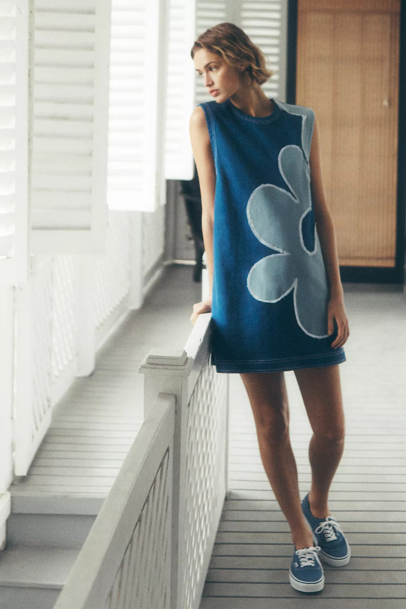 Pilcro Sleeveless Floral Denim Mini Dress | Anthropologie (US)